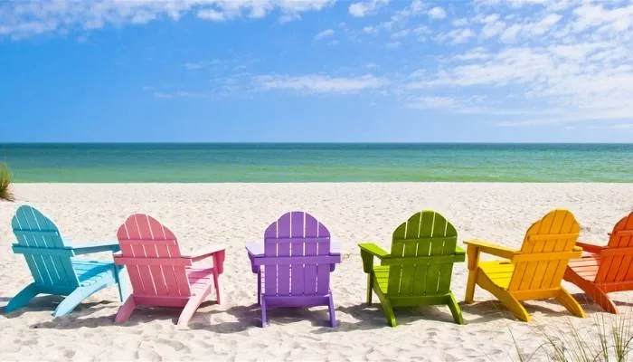 Deck chairs on a beach